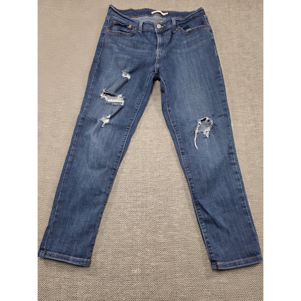 Levi's Boyfriend Jeans Distressed Medium Wash Women's Size 28